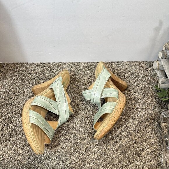 Born Emden Stacked Heel Sandals Women's Size 40.5 US 9 Strappy Sea Green - Picture 8 of 10